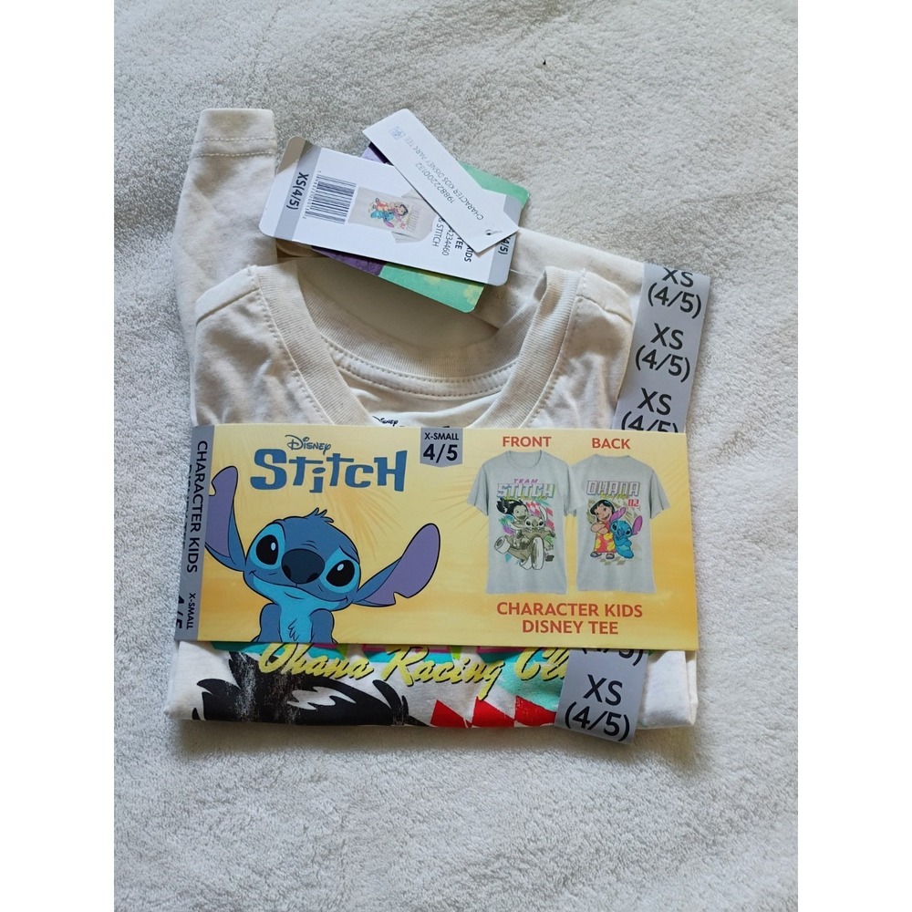 Disney Stitch &‎ Lilo Girls XS (4/5) Pullover Cotton Graphic Print T-Shirt